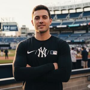 NY Yankees Nike Long Sleeve T-shirt Mens Large Dri-FIT MLB Baseball Navy Tee